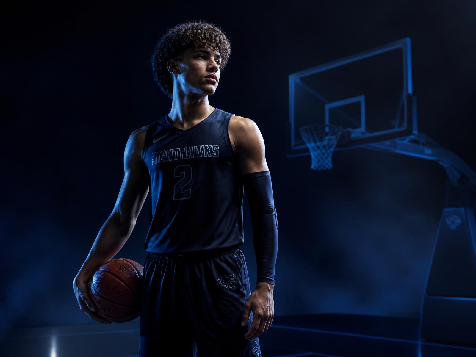 Basketball player wearing a custom team uniform